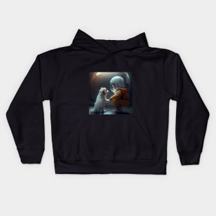 Out-of-this-World Artwork: Puppy and Kid Space Adventure Kids Hoodie